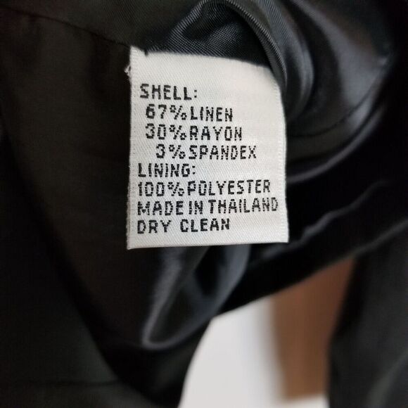 Talbots Women Linen Blend Belted Jacket Size 12 Black Lined Preppy - Picture 5 of 5